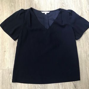 Navy Blue Trina Turk Short Sleeve Blouse Small